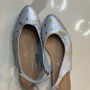 Stylish Silver Kids Flats with Gold Studs